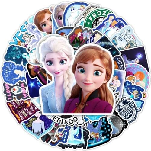 50 Pcs/set frozen Stickers Cartoon Disney Anime Figure elsa anna olaf Multifunctional Stick Notebook Graffiti Waterproof Sticker