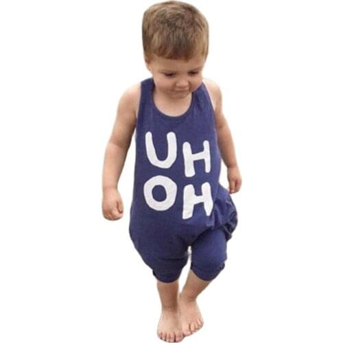 New Baby Summer Crawl Clothes Baby Girl Boy Clothes Sleeveless Letter Romper Jumpsuit Overall Casual Outfits Wholesale Clothing
