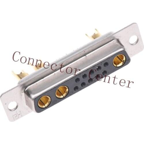 High Power 13W3 Female Solder Type D-sub Connector Machined Pin Full Gold Flash Wire Type
