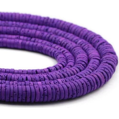 Flat Round Pruple COIN Volcanic Lava Rock Stone Beads Loose Spacer Beads For Jewelry Making DIY Charms Bracelet Ear Studs Access