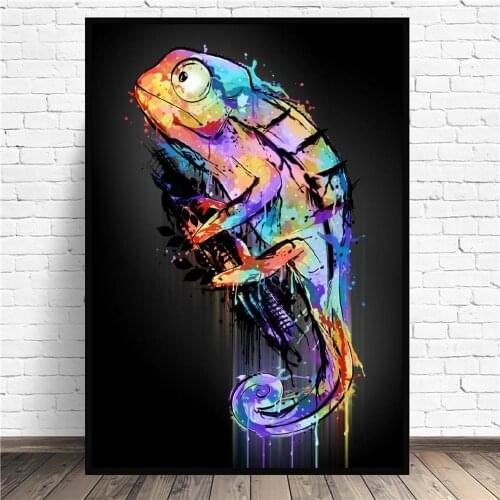 Frame Chameleon Dark Animal Abstract Art Canvas Poster Modern Minimalist Bedroom Living Room Decoration