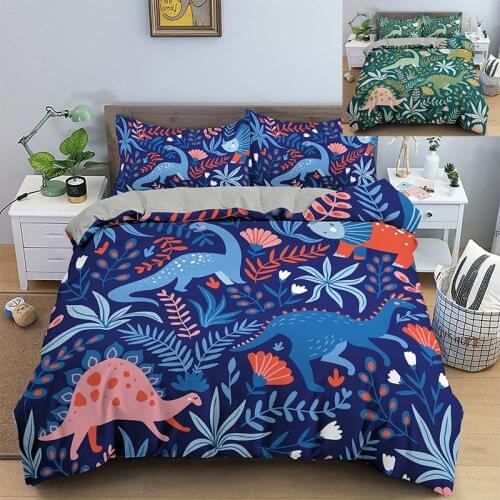 Dinosaur Printed Home Living 2/3Pcs Comfortable Duvet Cover Set Pillow Case Bedding Sets EU/US/AU/UK Size