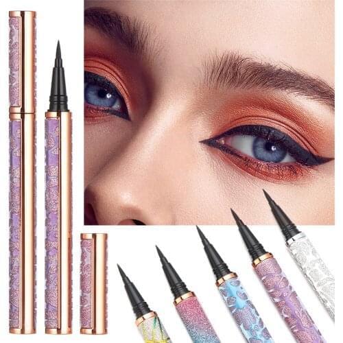 Starry Sky Series Self-adhesive Eyeliner 2 in 1 Diamond Bling Glitter Liquid Black Eye Liner Pen No Glue Non Magnetic Eye Liner