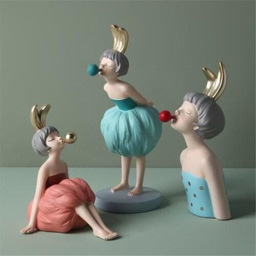 Bubble Girl Resin Art Statue Birthday Gifts Souvenirs Fairy Sculpture Ornaments Accessories Home Decoration Tabletop Figurines