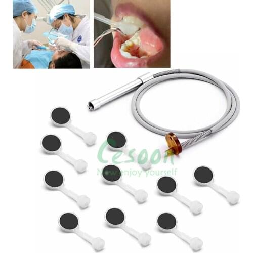 Cesoon 100Pcs Dental Disposable Anti-fog Suction Mouth Mirror+ Matching Handle Saliva Suction Tube