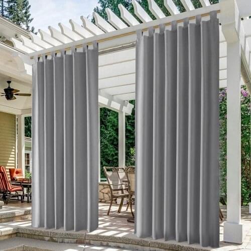 Waterproof Outdoor Curtain Blackout Window Curtains Rustproof Patio Panel Tap Top Drapes for Garden Pergola Door Porch Foyer