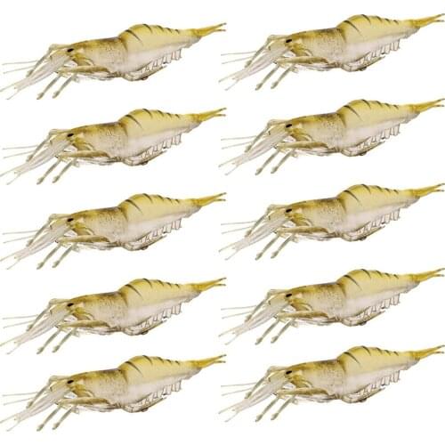 10pcs/set Soft Shrimp Worms Fishing Lures Silicone Soft Bait Artificial Shrimp Luminous Fishing Lure