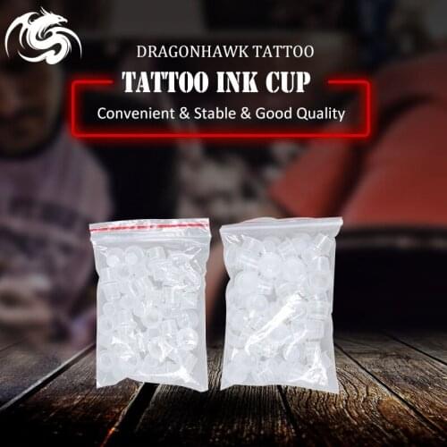 100pcs/set Tattoo Supplie Plastic Ink Cups Pigment Cap Medium Small Tattoo Accessories