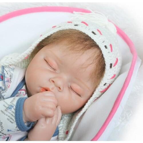 22 Inch 55cm Baby Reborn Silicone Dolls, Lifelike Doll Reborn Lovely Set Sleeping Doll Holiday Gift