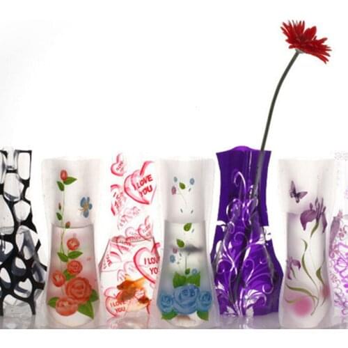 500pcs Flower Vase Eco-friendly Home Decor Vases Foldable Folding Flower PVC Durable Vase Wedding Party Decor 27 x 12cm