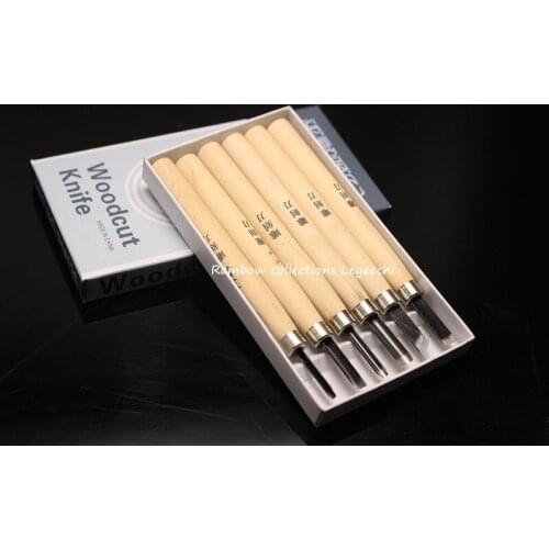 6pcs/set Woodpecker Wood Cut Knife Small For Soft Wood/Rubber Stamp Wood Print Engraved Tool Set Art Supplies Diamond File