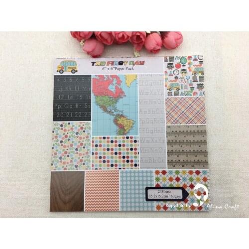 AlinaCraft 24 sheet 6"X6" the first day Scrapbooking patterned paper pack andmade craft paper craft Background pad
