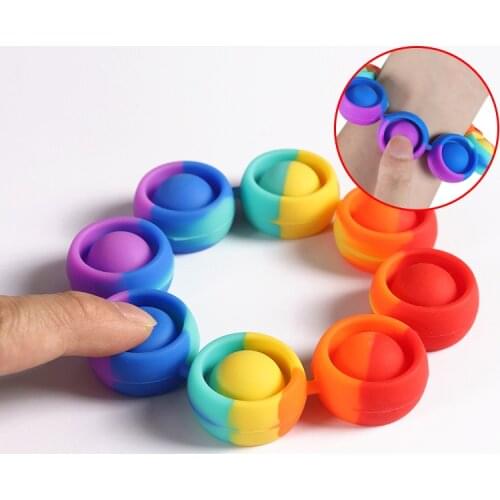 Pop Bubble Fidget Bracelet Reliver Stress Toys Pack Push It Rainbow Anti-stress Toys Adult Children Sensory Anxiety Sensory Toy