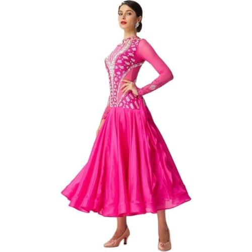 B-2098 Dress For Ballroom Dancing For Children High Quality Plus Size Pearl Silk Ballroom Dance Dresses For Sale