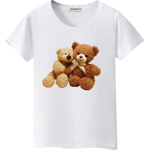BGtomato Teddy bear tshirt lovely t shirt women cool summer tops lovely streetwear women clothes 2019 friends t-shirt