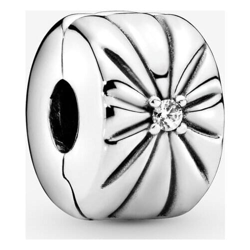 100% 925 Sterling Silver Sparkling Sunburst Clip Charm Metal Beads Fits Pandora Bracelet Women DIY Jewelry Making bijoux