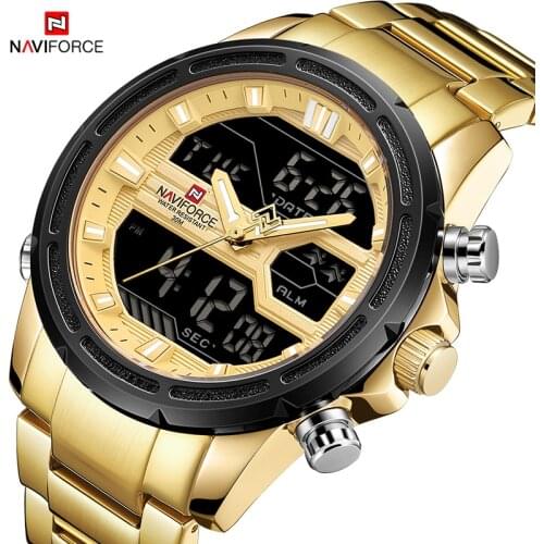 NAVIFORCE Top Luxury Brand Men Quartz Watch Sport Fashion Military Outdoor Water Resiatance Chrono Digital LED Display Watch