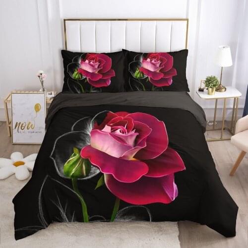 Black bedding set Queen King Full Double Duvet cover set pillow case Bed linens Quilt cover 240x220 200x200 Lotus