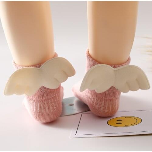 Baby Socks Angel Wings Socks Pure Cotton Pure Color Newborn Baby Socks Girl Socks Baby 0-1 Years