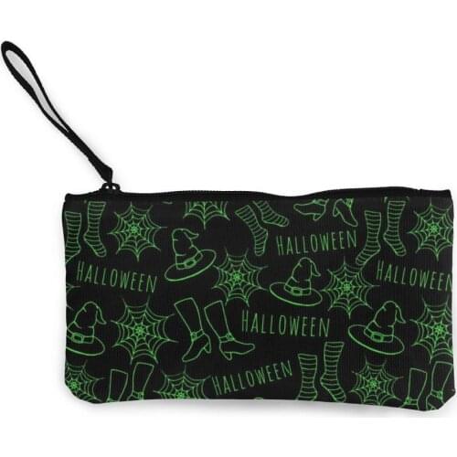 NOISYDESIGNS Customized Canvas Coin Purses Women Small Wallet Femme Girl Halloween Mini Zipper Pocket Bag Key Card Coin Pouch