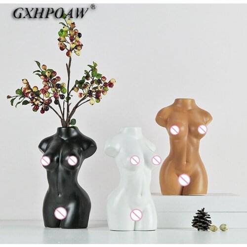 Naked Girl Art Creativity Ceramics Vase Modern Nordic Style Abstract Bust Portrait Living Room Flower Arrangement Decoration