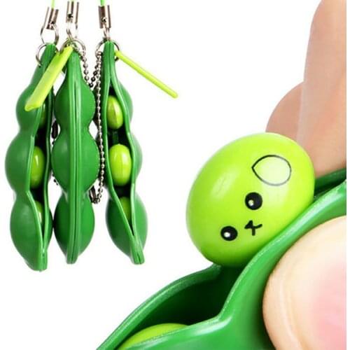 Squeeze-a-Bean Anti-Anxiety Fidget Stress Relief For ADHD keyring Pendant Toy