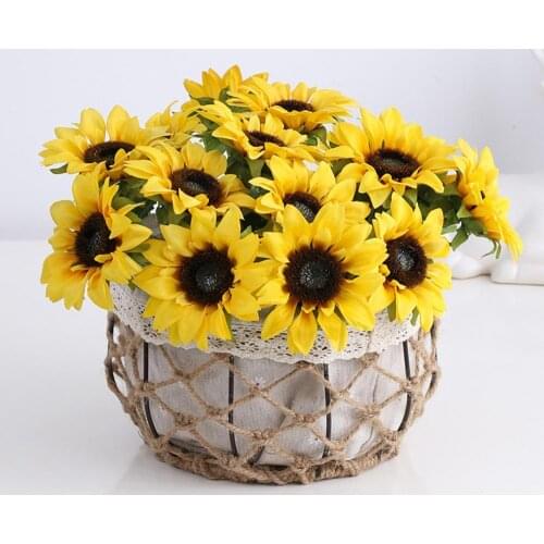 Artificial Sun Flower Multi-use Bright-colored Faux Silk Flower Simulation Sunflower Display Plant for Gifts Home Decoration