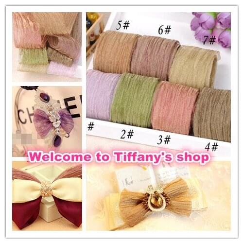 5Meter/lot 38mm Wrinkle Taffeta/Voile Korea Style Ribbon Wedding Party Favor Decoration Craft for Sewing / Accessory DIY