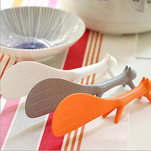 Lovely Standable Squirrel Shaped Rice Spoon Non Stick Spatula Food Grade Plastic Rice Spatula Kitchen Cooking Tool Accessories