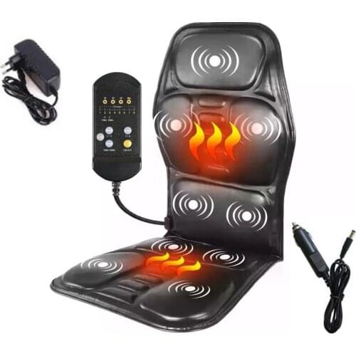Electric 9 Motor Portable Heating Vibrating Back Massager Chair In Cussion Car Home Office Lumbar Neck Mattress Pain Relief Mat