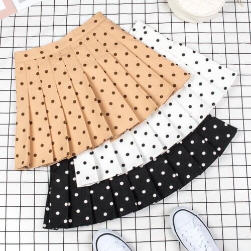 2020 Cute Girl Summer High Waist Pleated Wave Point Skirt Korea Harajuku Japanese School Girls Dance Sexy Mini A-line Skirts 2XL