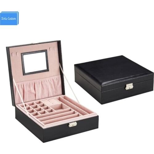 Multifunction Watch&Jewelry Boxes for Women,Lockable Makeup Organizer for Display&Storage Box,Leather Pattern Velvet Mirror Case