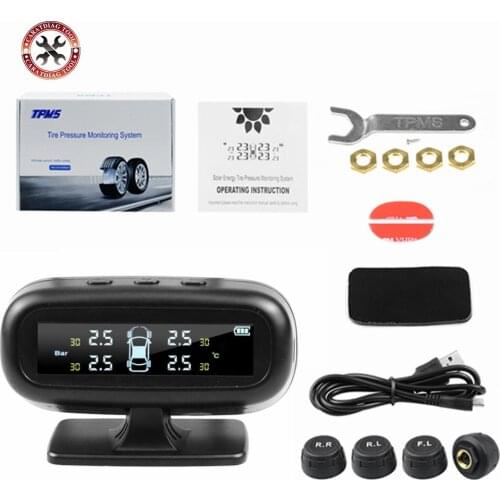 Newest Solar Energy Car TPMS Real Time Digital Display Alarm with Tire Pressure&Temperature Monitoring System for Auto Security