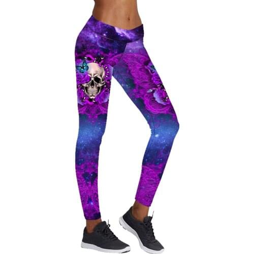 New Sexy Women Halloween Skull Rose 3D Prints Elastic Fitness Gym Sport Workout High Waist Leggings Tanks Plus Size Yoga Pants
