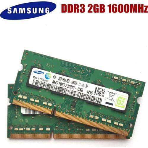 SAMSUNG DDR3 2GB 1RX8 2RX16 PC3 12800S 2GB 1600Mhz Laptop Memory 2G PC3 12800S 1600 MHZ Notebook Module SODIMM RAM