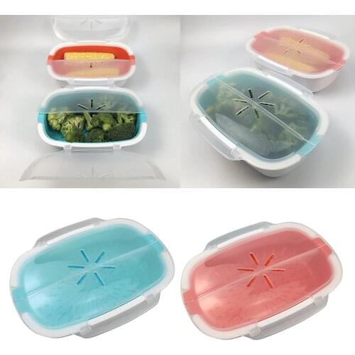 Microwave Oven Steamer Cook Container with Lid Plastic for Steamed Bread Bun Dumpling Fish Kitchen Utensil