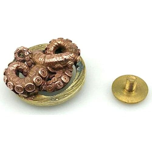 DIY Brass Copper Octopus Screws Rivet Button Leather Bag Wallet Chains Garment Decorations Punk Retro Buckles Connector