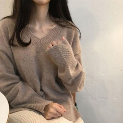 Pullover sweater women cashmere 2020v neck sweater womens clothes plus size wool knit sweater Korean casual inde top