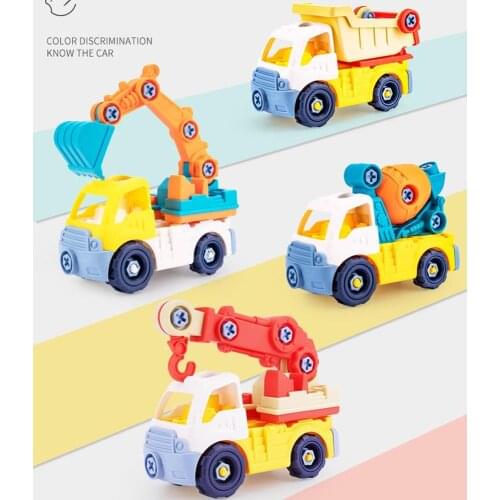 Puzzle Disassembly Pull Back Car Toys Mobile Machinery Workshop Construction Vehicle Crane Model Children Inertial Car Toy Gift