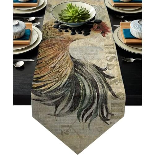 Rooster Retro Table Runner Table Flag Home Party Decorative Tablecloth Table Runners