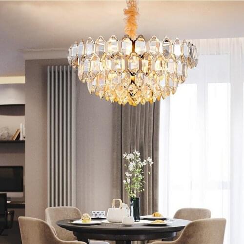 Modern crystal chandelier living room luxury decorative lamp hollow creative round restaurant bedroom k9 crystal lamp