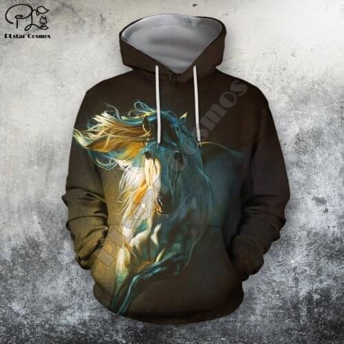 PLstar Cosmos Beautiful Colorful Horse 3D Printed Hoodies Sweatshirts Zip Hooded For Men And Women Casual Streetwear Style-D29