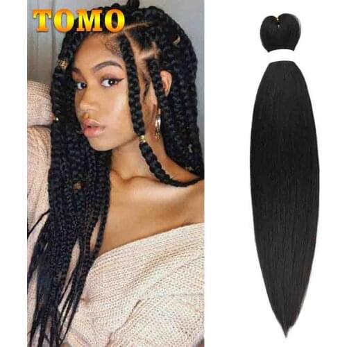 TOMO Easy Braid Hair 26 Inch Long Pre Stretched Synthetic Braids Professional Yaki Texture Braiding Hair Natural Black Blond 90g