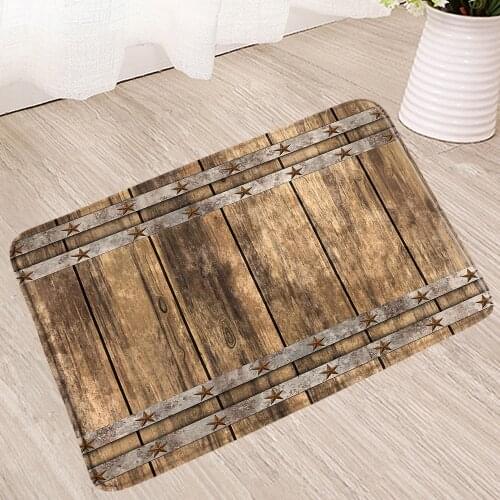 Old Fashioned Wood Grain Bath Mat 3D Retro Geometry Bathroom Rugs Kitchen Toilet Shower Room Douche Doormat Carpet Non-Slip Mats