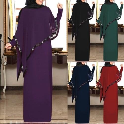Turkey Vintage Women Muslim Dress Long Sleeve Kaftan Abaya Islamic fake 2 piece Party Dresses moroccan caftan Plus Size 5XL 2020