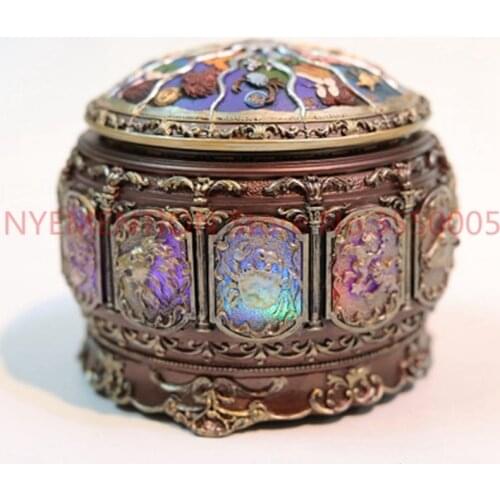 Vintage Mechanical Classical Collectible Music Box Twelve Constellations Resin ''Castle in the Sky''Music Box Birthday Gift 1pcs