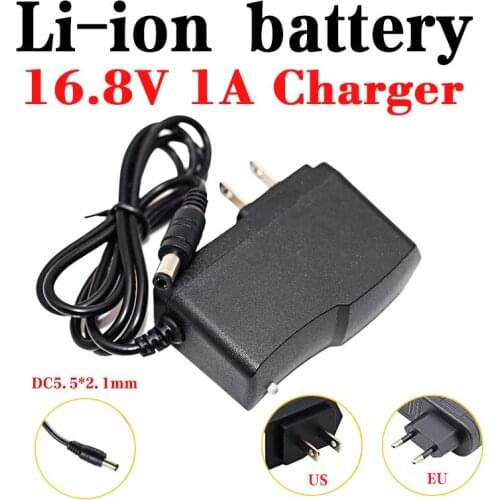 16.8V 1A Lithium Battery Charger 14.4V 14.8V 4Series 18650 Li-ion/polymer battery Charger Screwdriver Wall Charger DC5.5 * 2.1MM