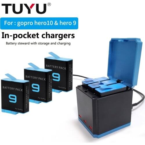 TUYU For gopro hero 9 Battery Charger / for GoPro Hero 9 Black Camera 3 Ways LED Storage Charging Box Accessories