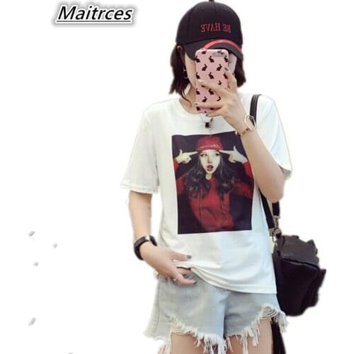 Women T-shirt Elegant Fashion Tops 2018 Summer Casual Loose print Womens T Shirt Short Sleeve Plus Size Tees TX018