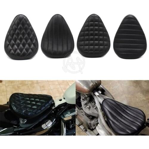 1pcs Motorcycle Retro Black Leather Solo Seat for Harley Custom Chopper Bobber Leather Saddle Seat